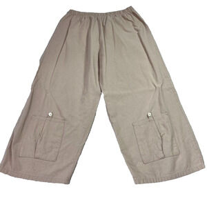B Gauze Pants Womens Cotton Wide Leg Crop 1 (28x23) Solid Pocket On Leg Lagen US